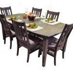 Express Ship Warm Grey Elm Top Amish Dining Set