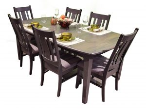 Express Ship Warm Grey Elm Top Amish Dining Set